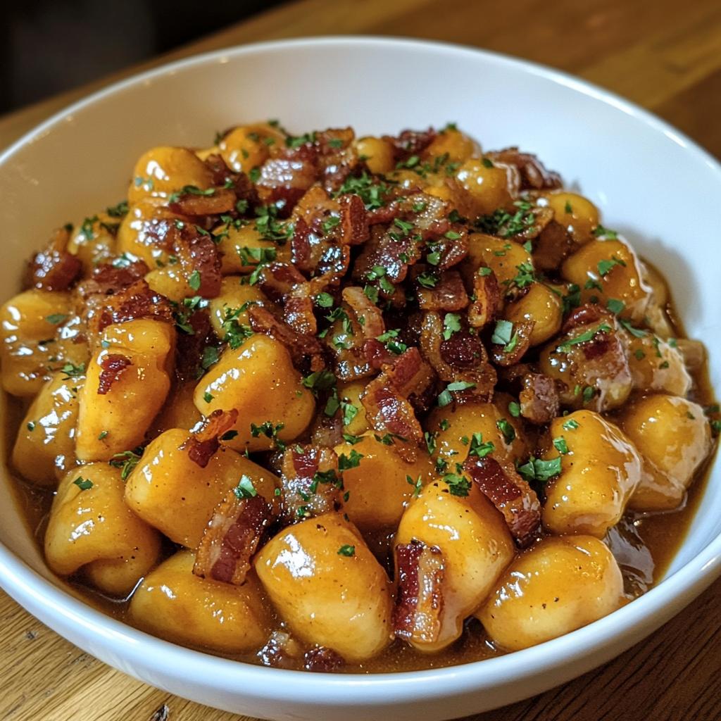 sweet potato gnocchi with maple bacon sauce recipe