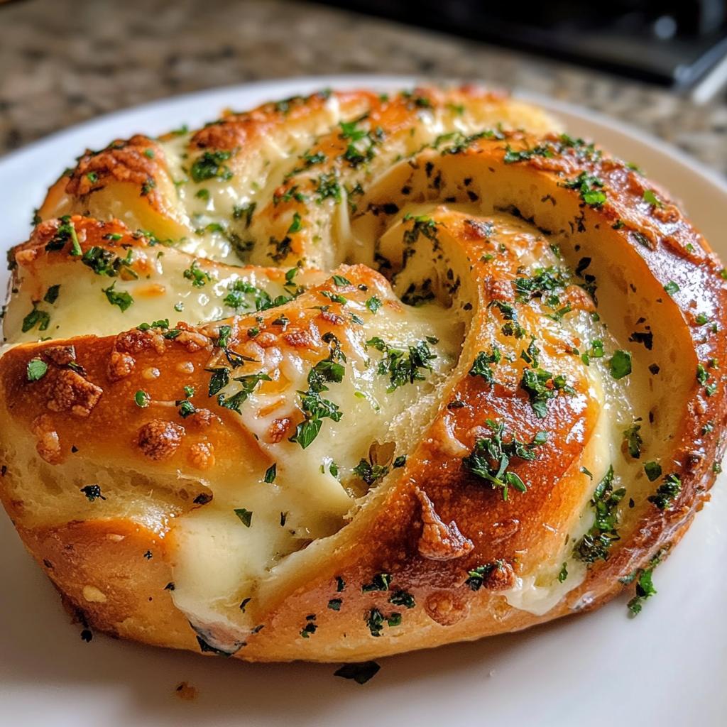swirled garlic herb and cheese bread