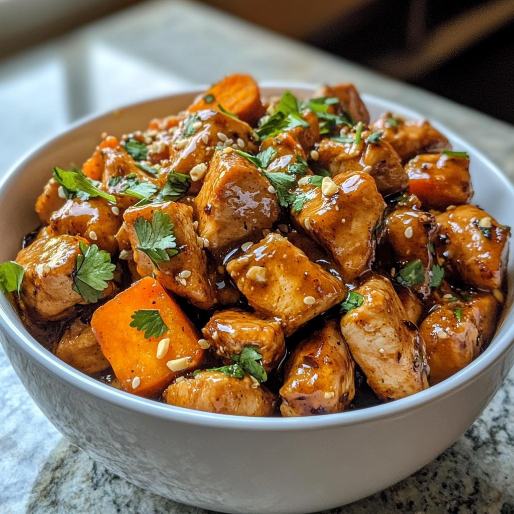 thai inspired chicken sweet potato peanut bowl recipe - detail 1