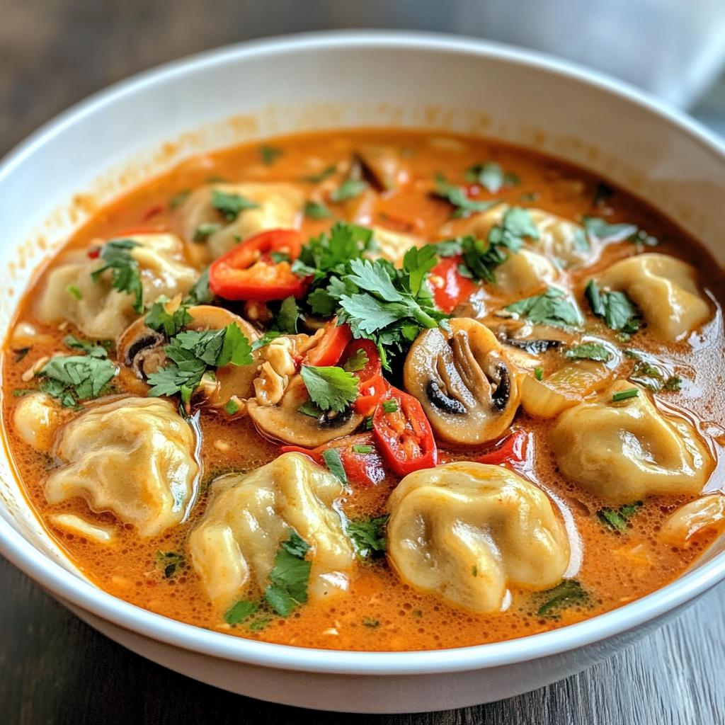 thai red curry dumpling soup - detail 1
