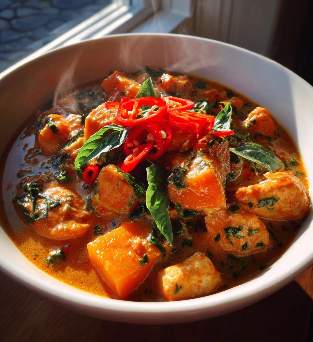 thai red curry with chicken butternut squash and basil recipe