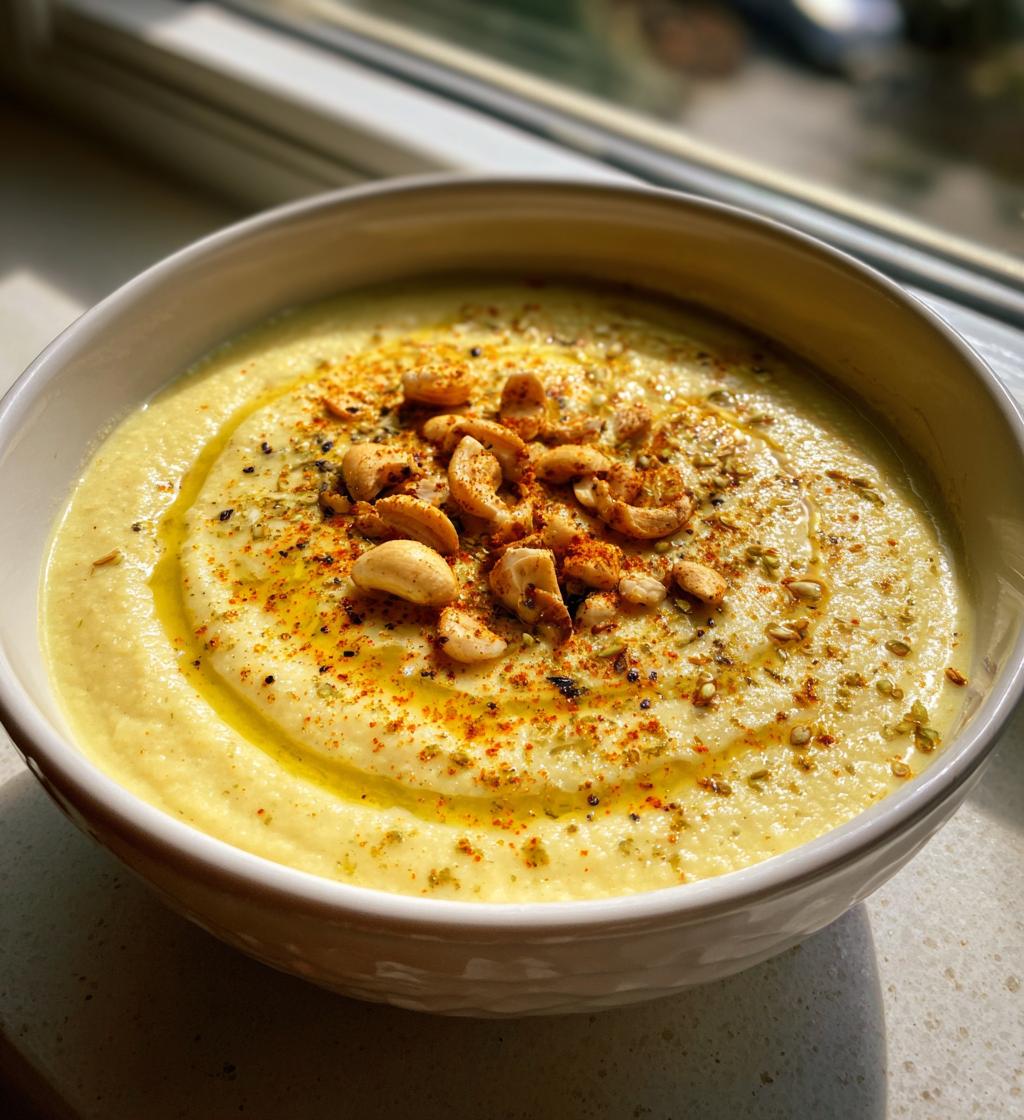 vegan potato soup with cauliflower and cashews recipe