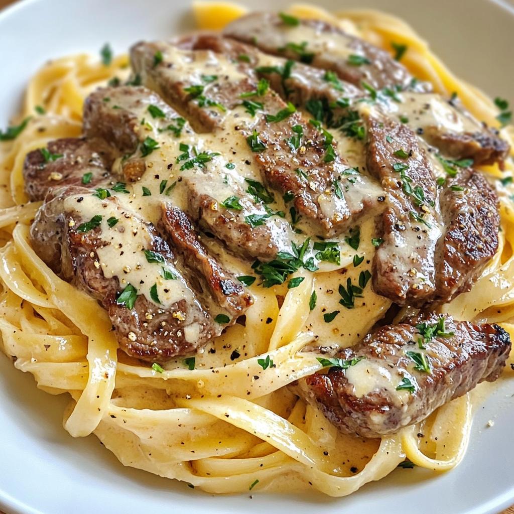 velveeta steak fettuccine with garlic butter cream sauce