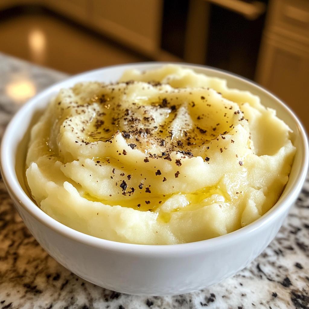 Aardappelpuree met truffelolie