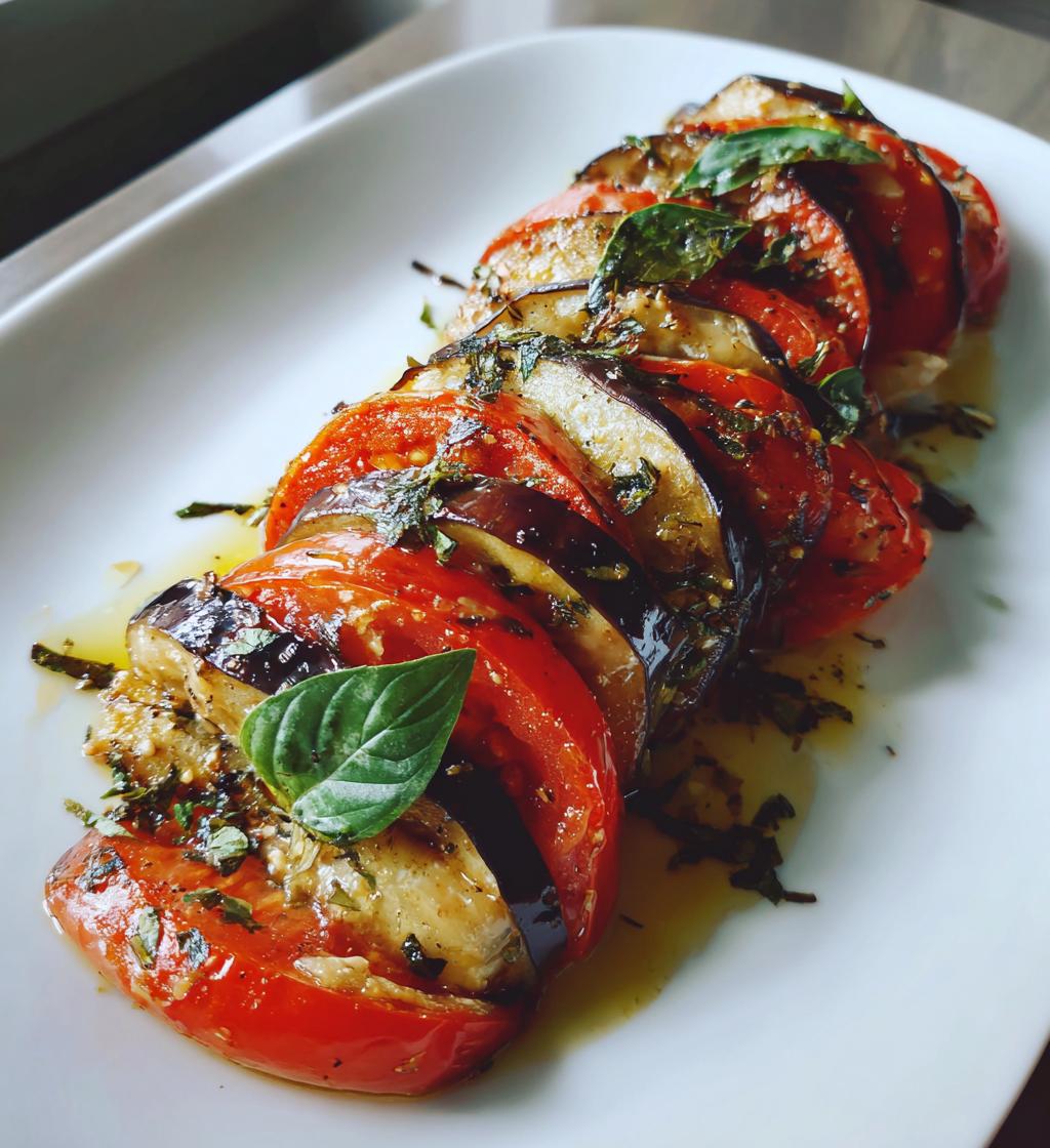 Aubergine met tomaat en basilicum