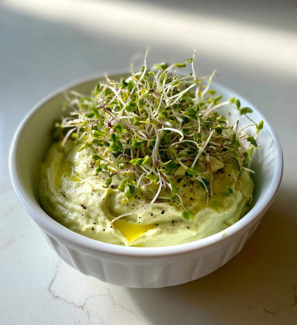 Avocado-citroen mousse met kiemgroenten