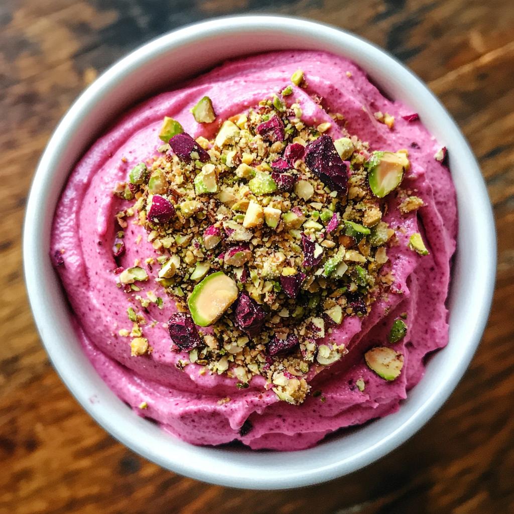 Bietenmousse met pistachekruim