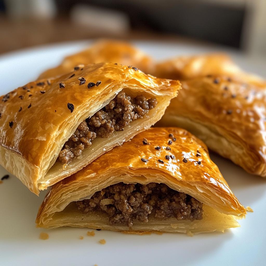 Bladerdeeghapjes met gehakt