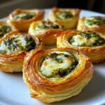 Bladerdeeghapjes met pesto