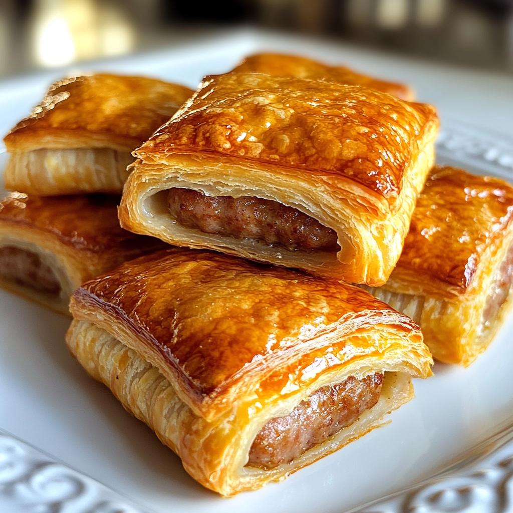 Bladerdeeghapjes met worst