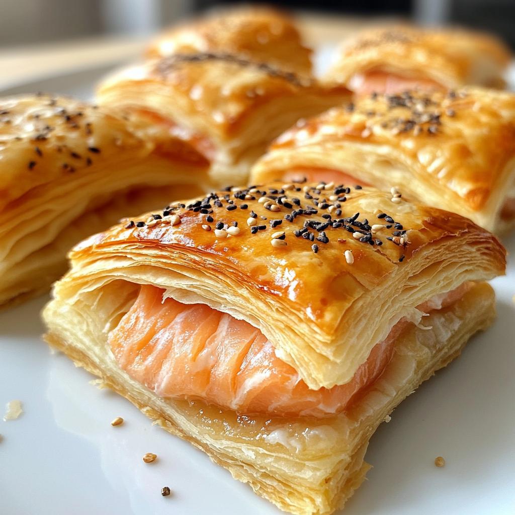 Bladerdeeghapjes met zalm - detail 1