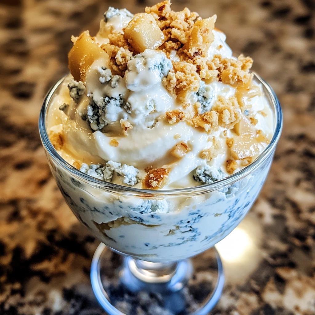 Blauwe kaas en peer-parfait