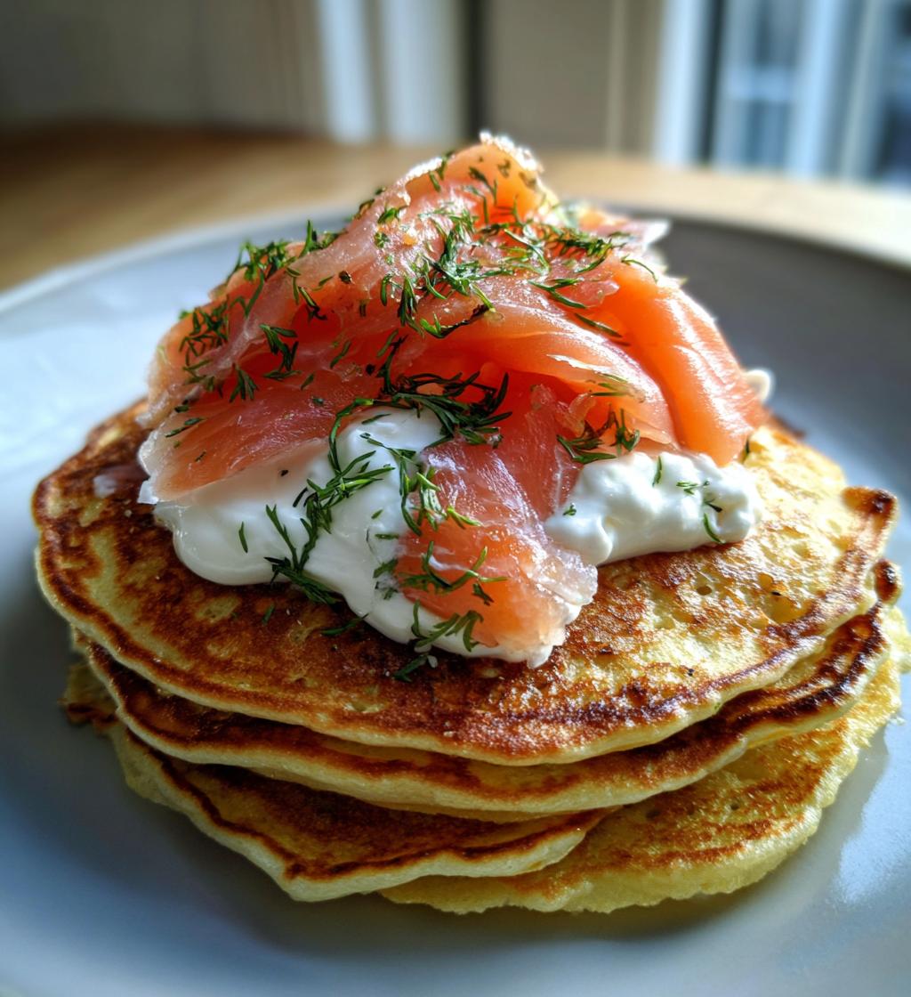 Blini met crème fraîche en zalm