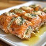 Boterzachte zalmrolletjes met dillevulling