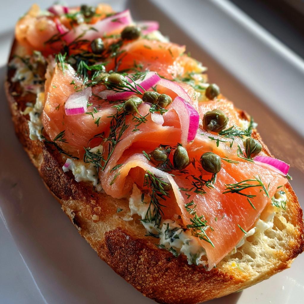 Bruschetta met gerookte zalm en roomkaas - detail 1