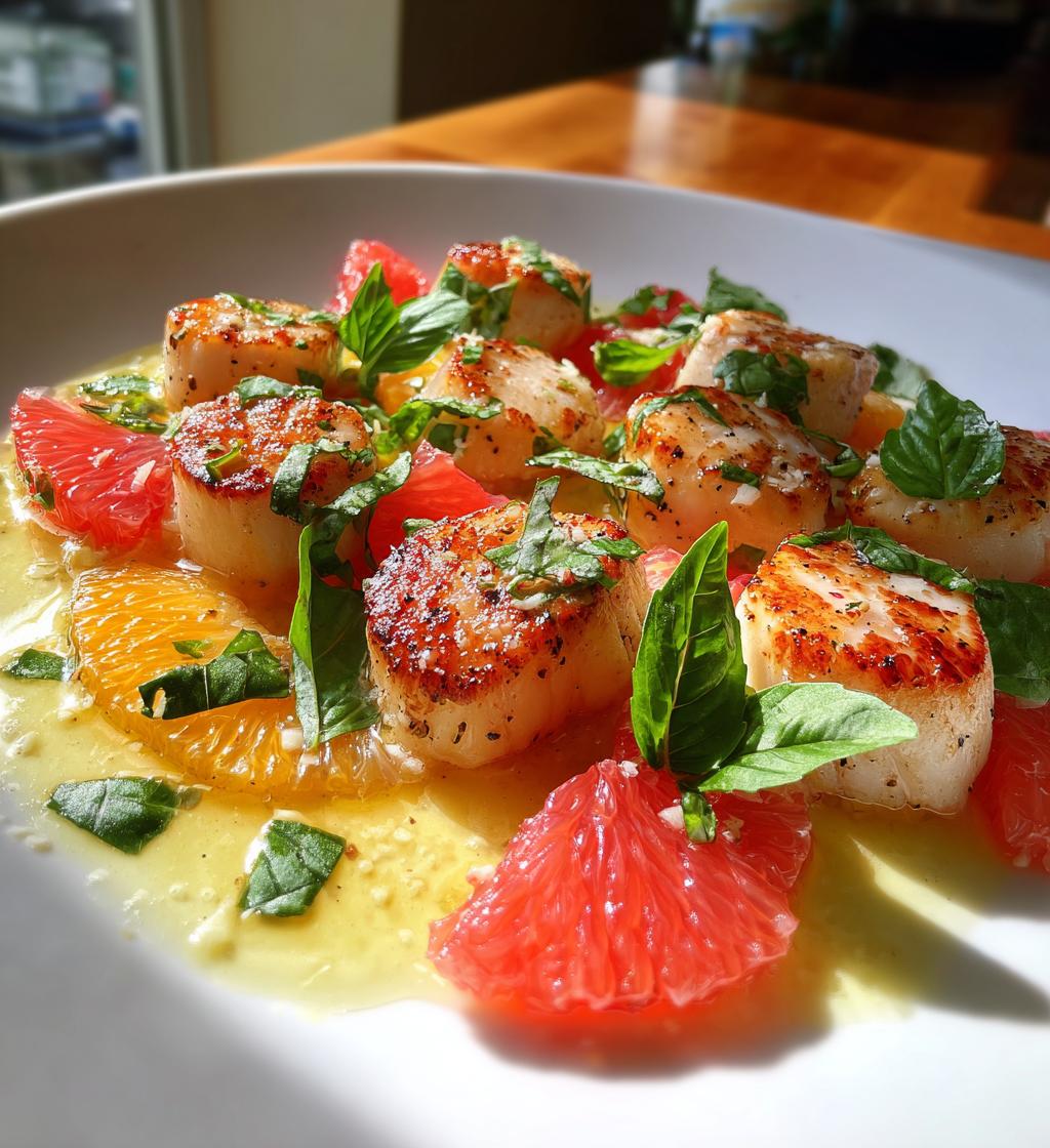 Coquille met grapefruit-dressing