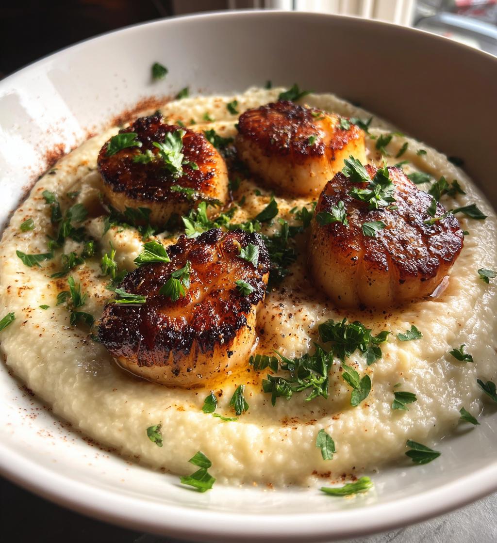 Coquilles met bloemkoolpuree