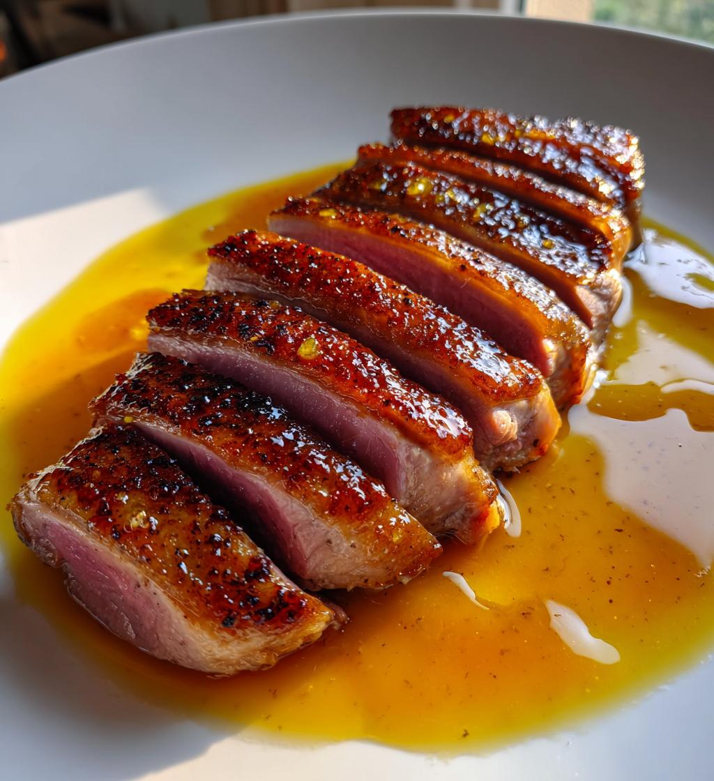 Eendenborst met sinaasappeljus