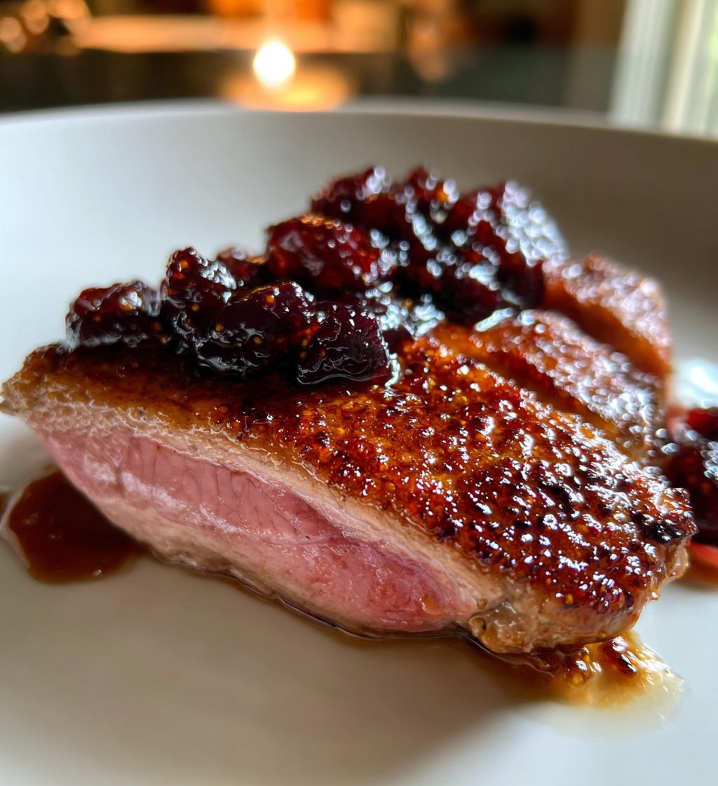 Eendenborst met vijgencompote