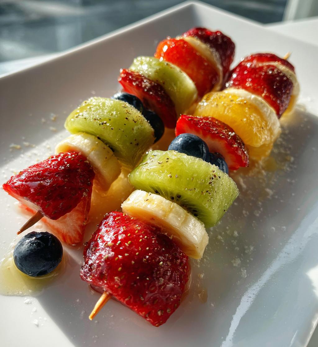 Fruitspiesjes met kerstkleuren