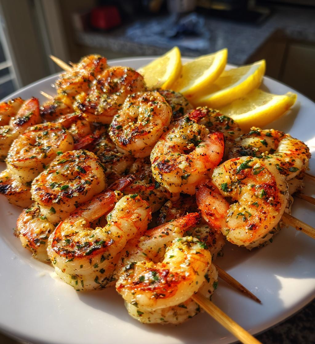 Garnalenspiesjes met knoflook