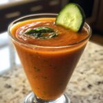 Gazpacho shot met komkommer en basilicumolie