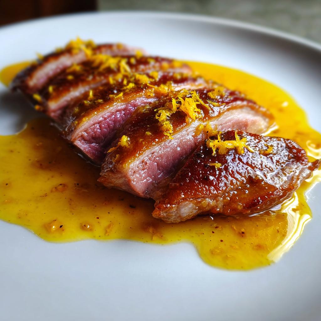 Gegrilde eendenborst met sinaasappeljus - detail 1