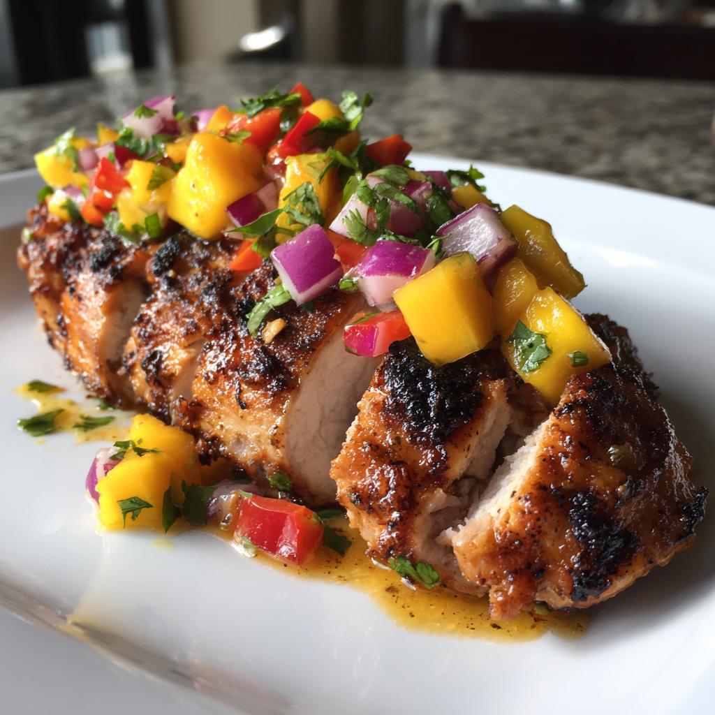 Gerookte kip met mango-salsa
