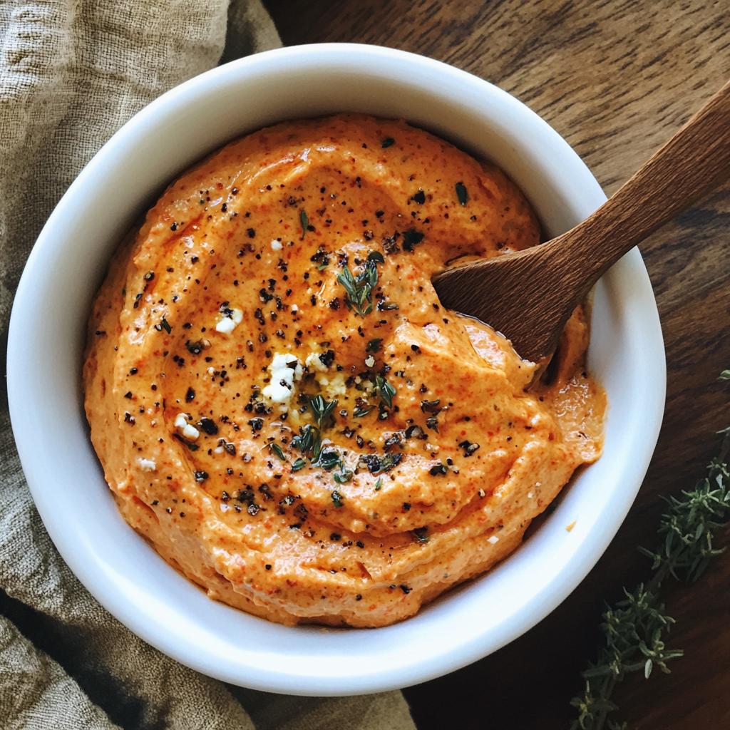 Geroosterde paprika en feta mousse