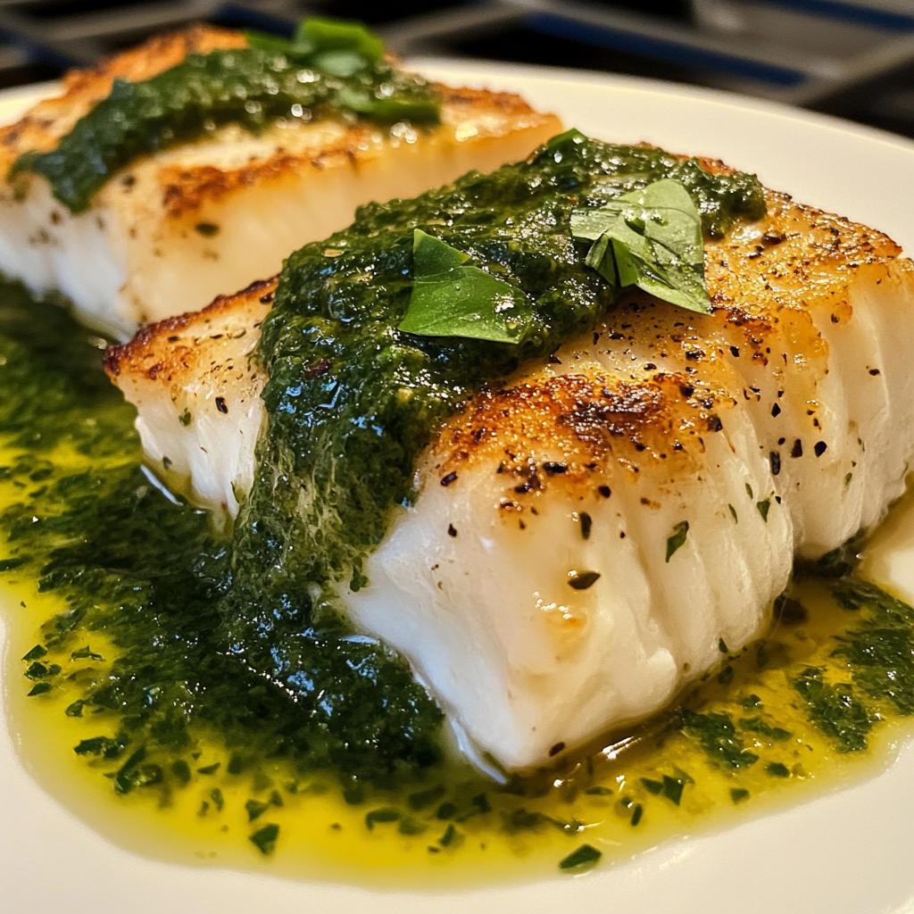 Kabeljauw met basilicumsaus
