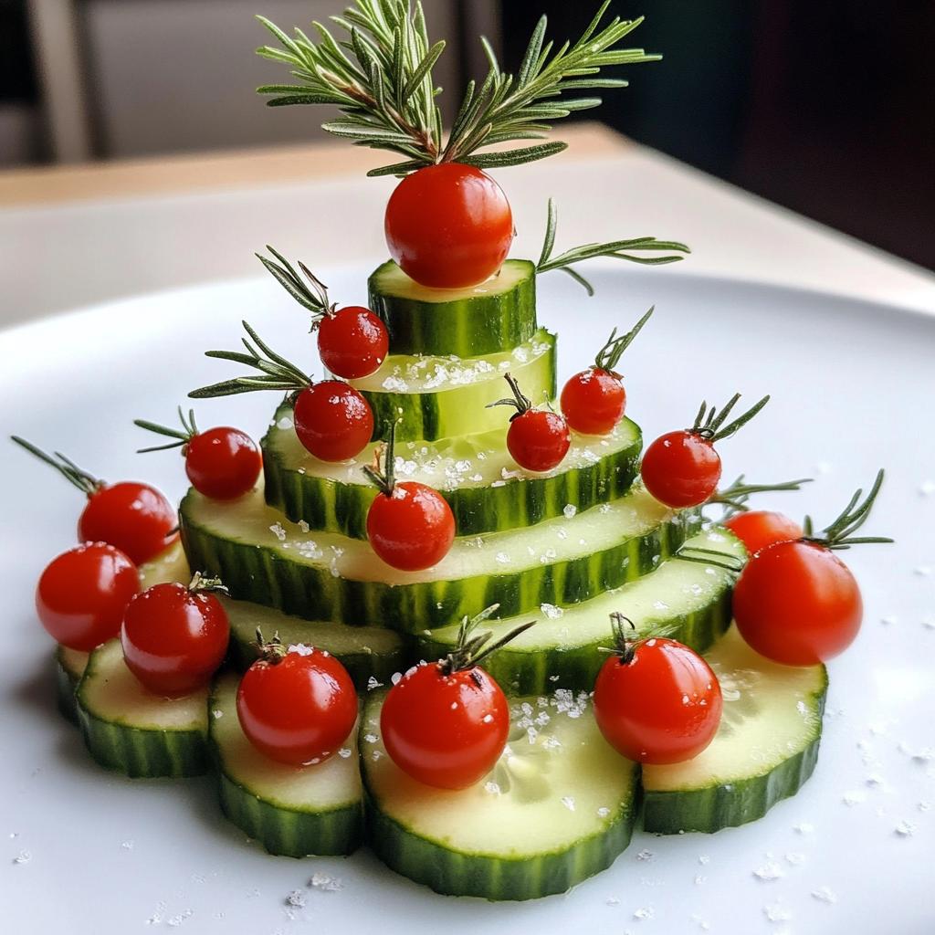Kerstbomen van komkommer en tomaat