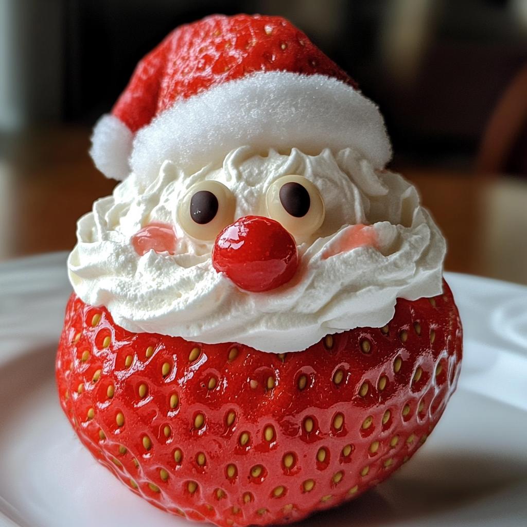Kerstmannetjes van aardbei en slagroom