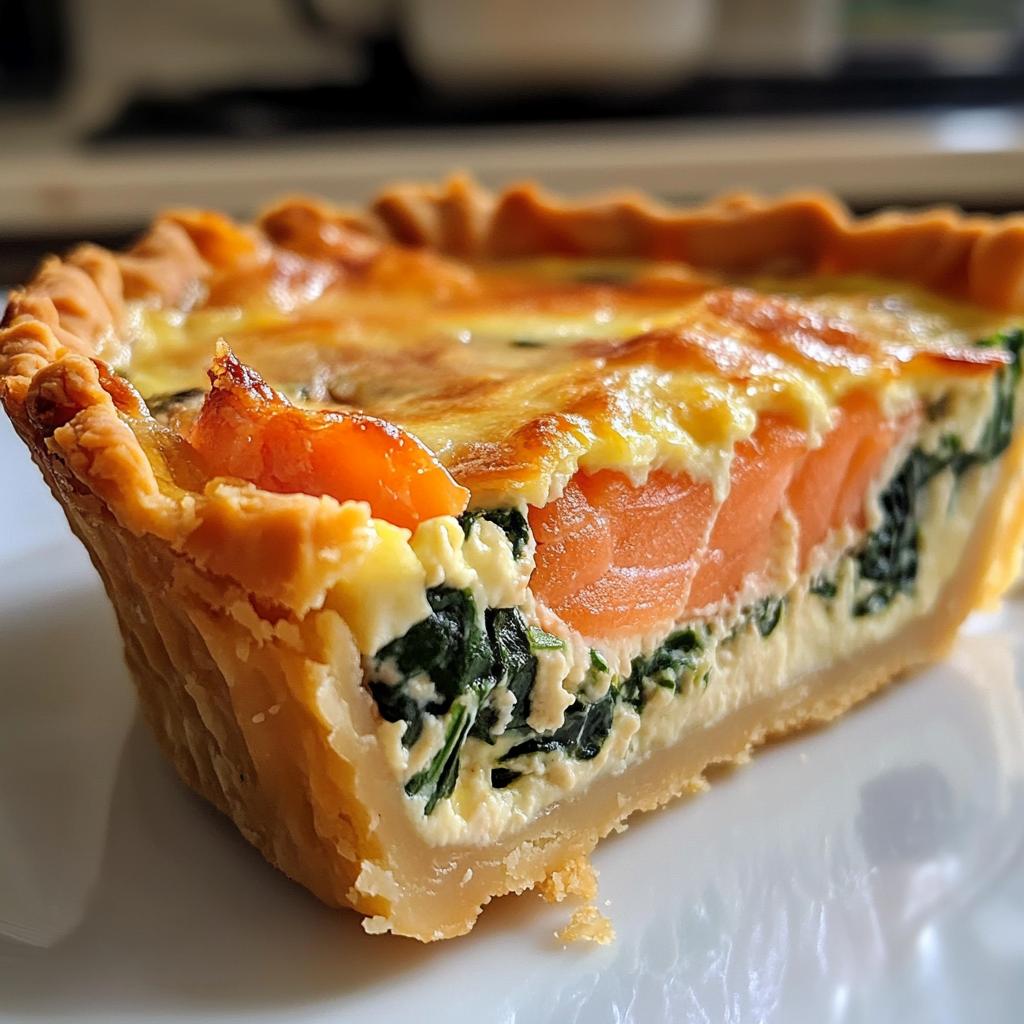 Kerstquiche met zalm en spinazie