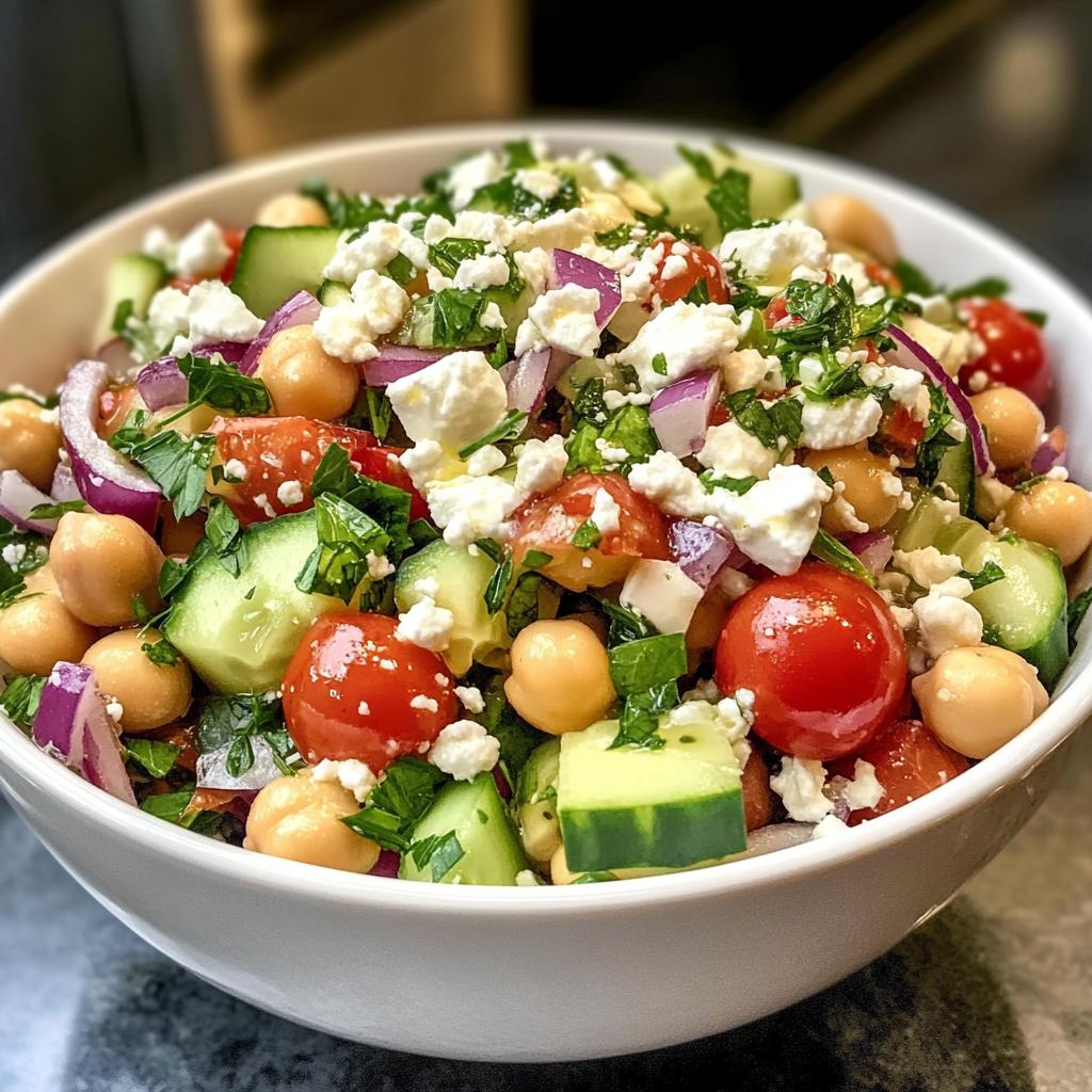 Kikkererwten en feta salade
