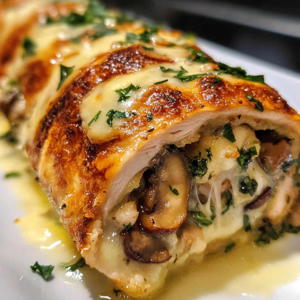 Kiprollade met champignonvulling