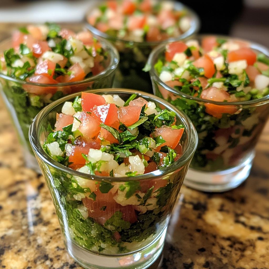 Libanese tabbouleh in mini-glaasjes