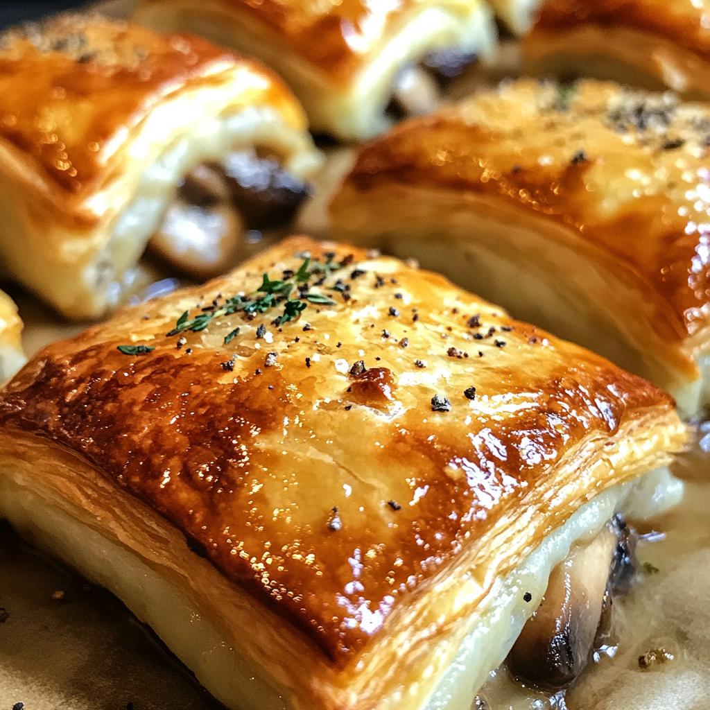 Mini bladerdeeghapjes met champignonragout