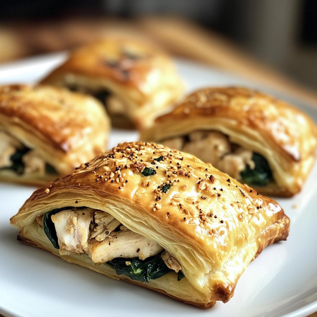 Mini bladerdeegpakketjes met kip en spinazie