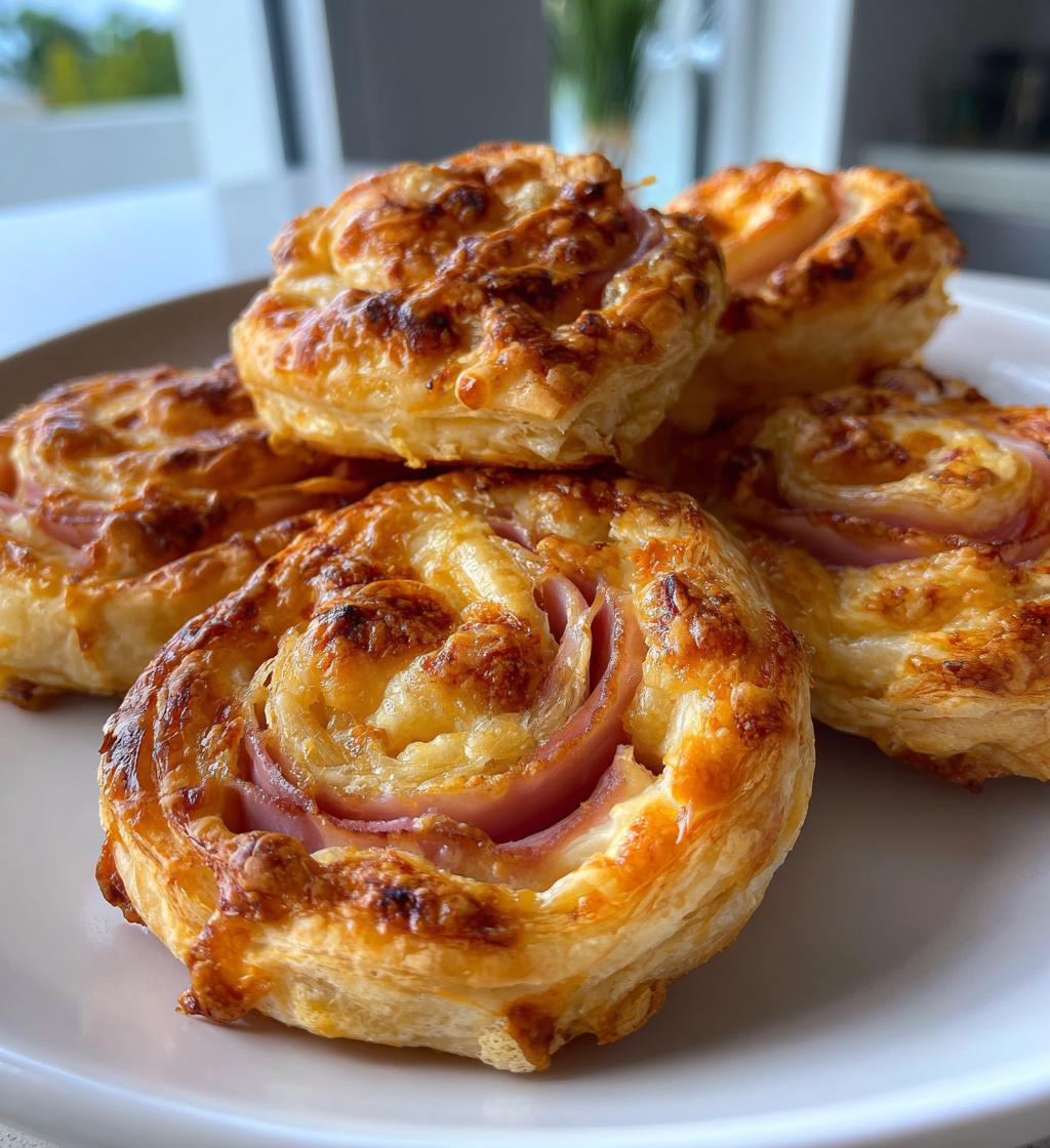 Mini bladerdeegrolletjes met ham