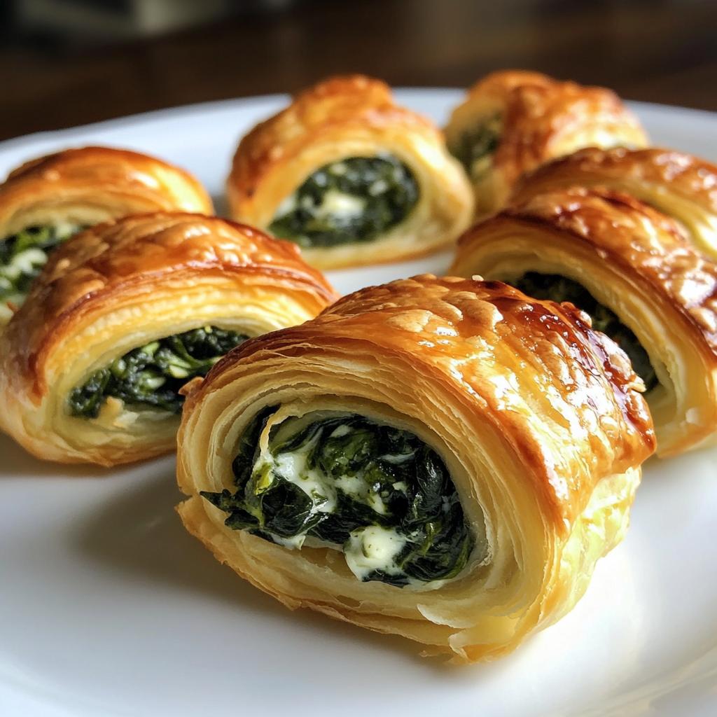 Mini bladerdeegrolletjes met spinazie - detail 1