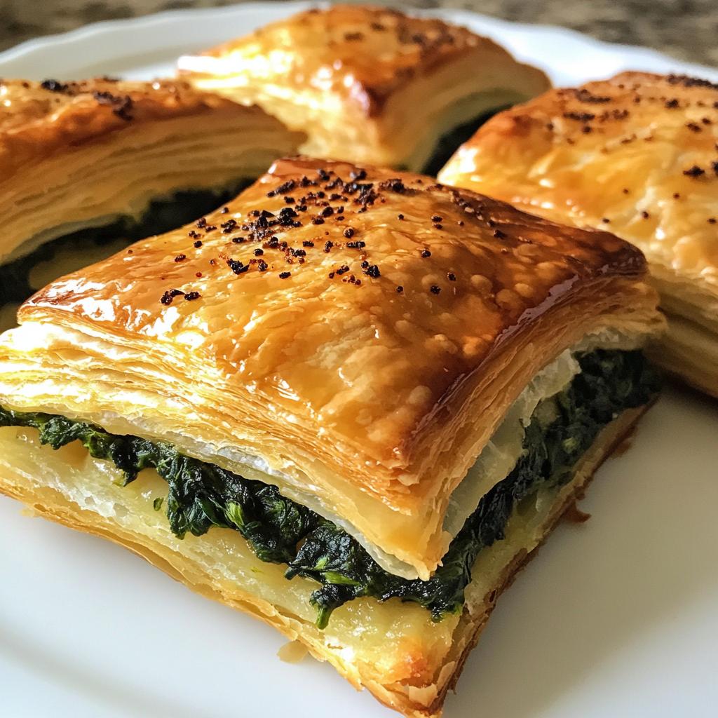 Mini bladerdeegtaartjes met spinazie