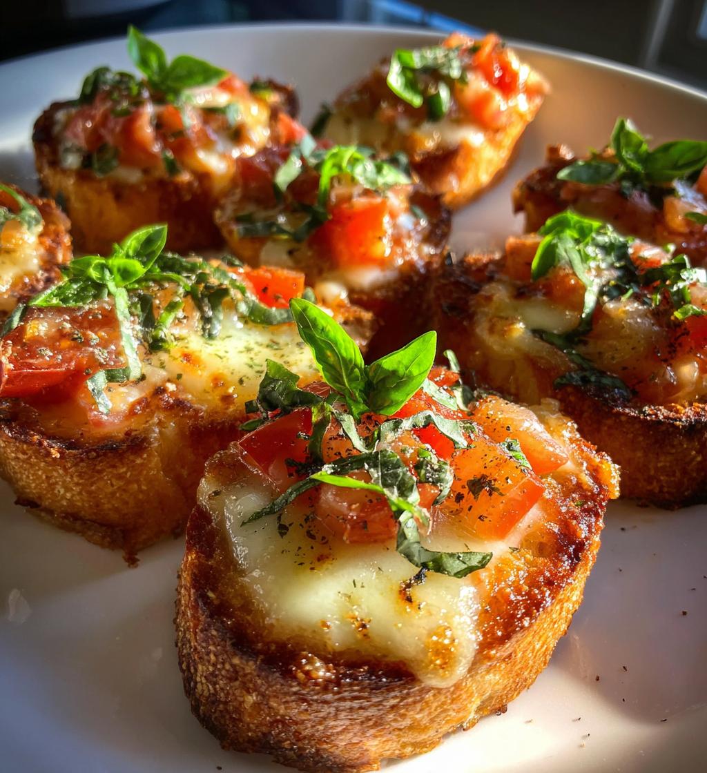 Mini bruschetta met gesmolten kaas