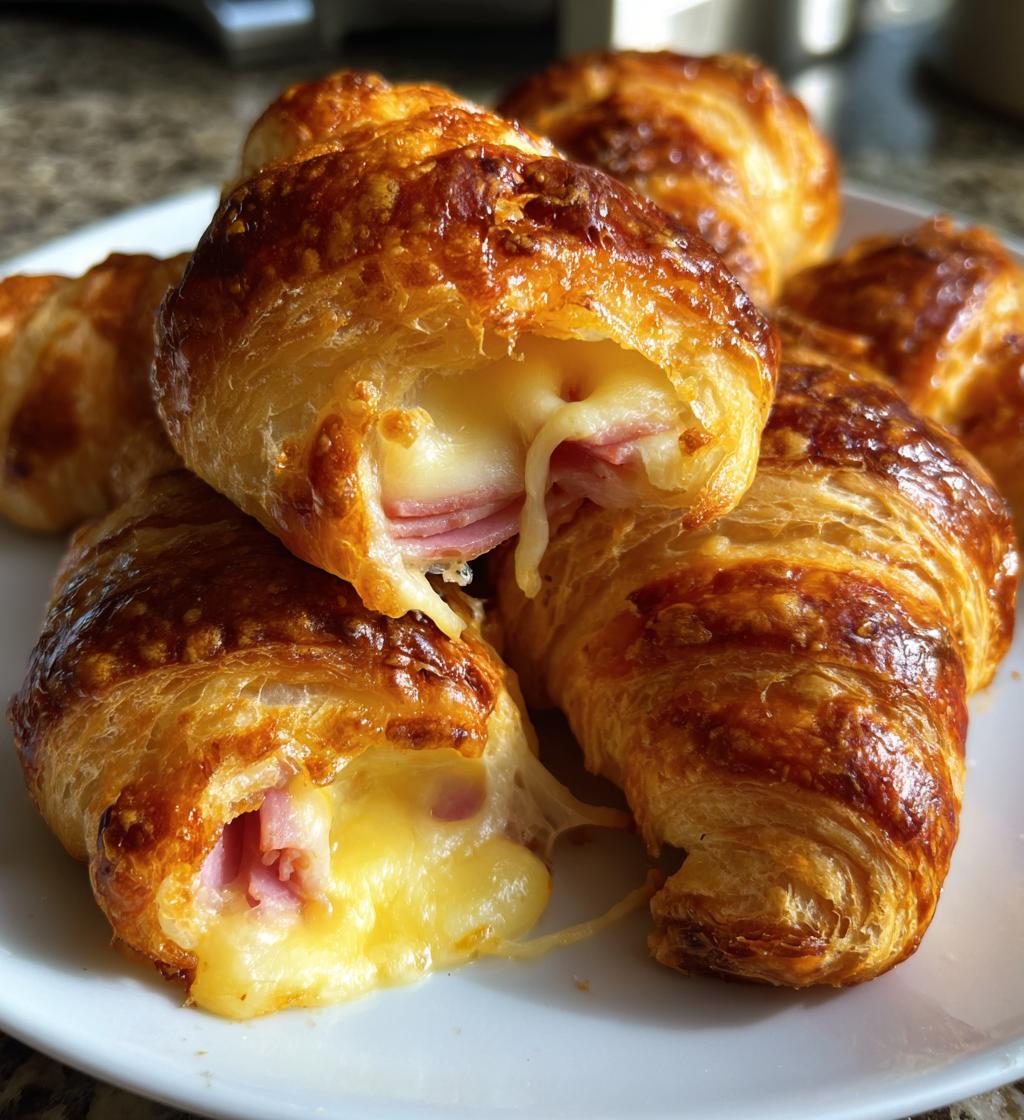 Mini croissantjes met ham en kaas