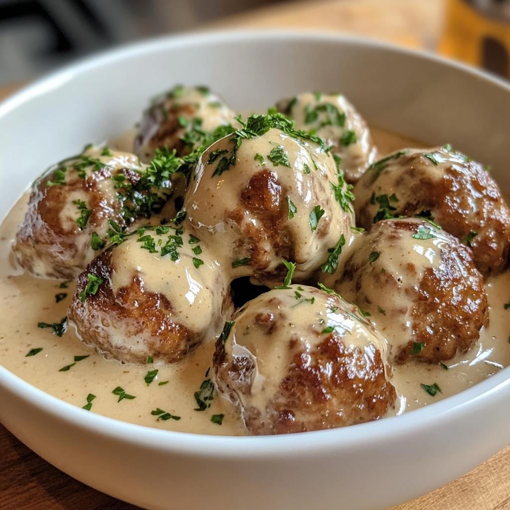 Mini gehaktballetjes met roomsaus