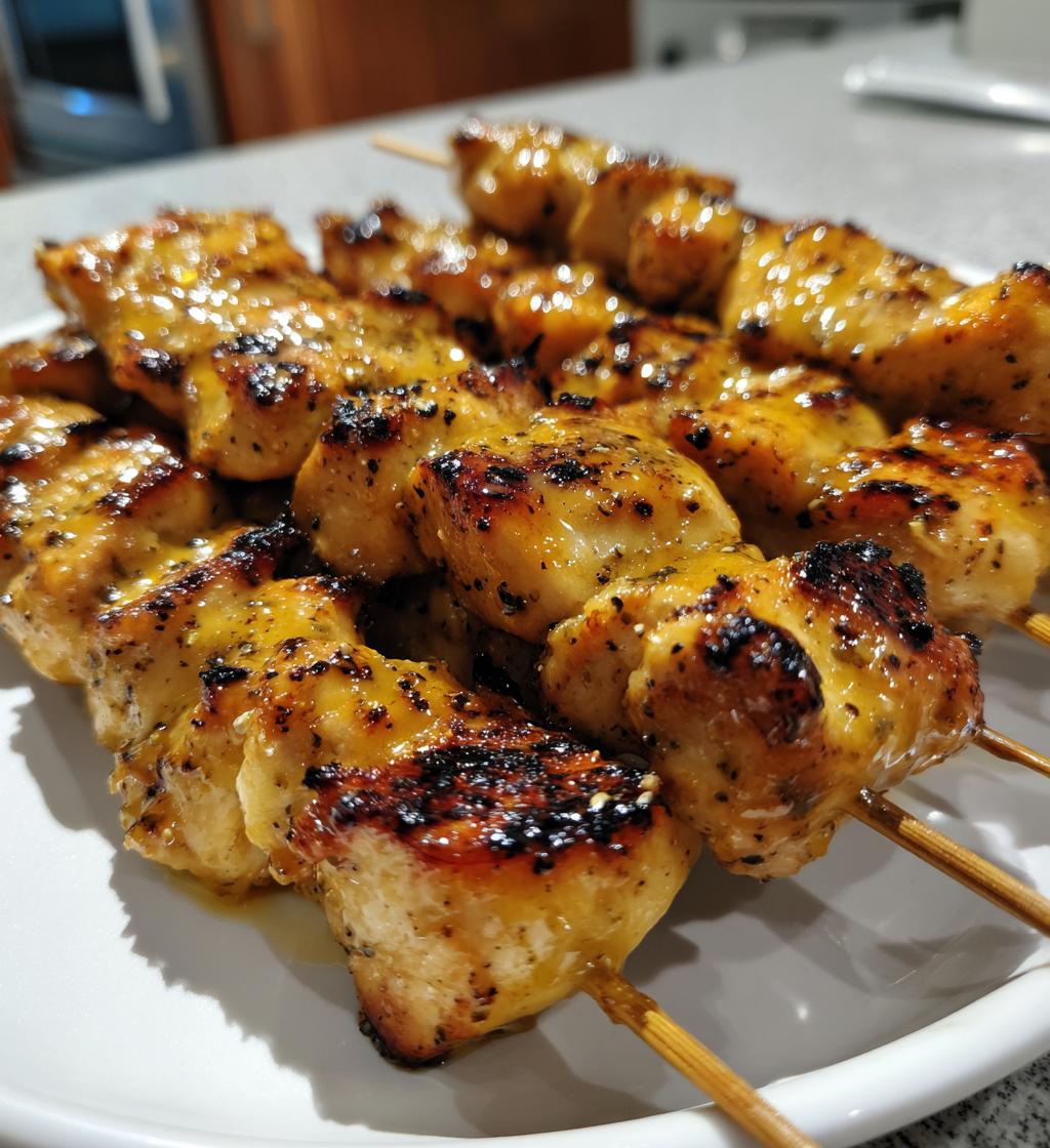 Mini kipspiesjes met honingmosterdsaus