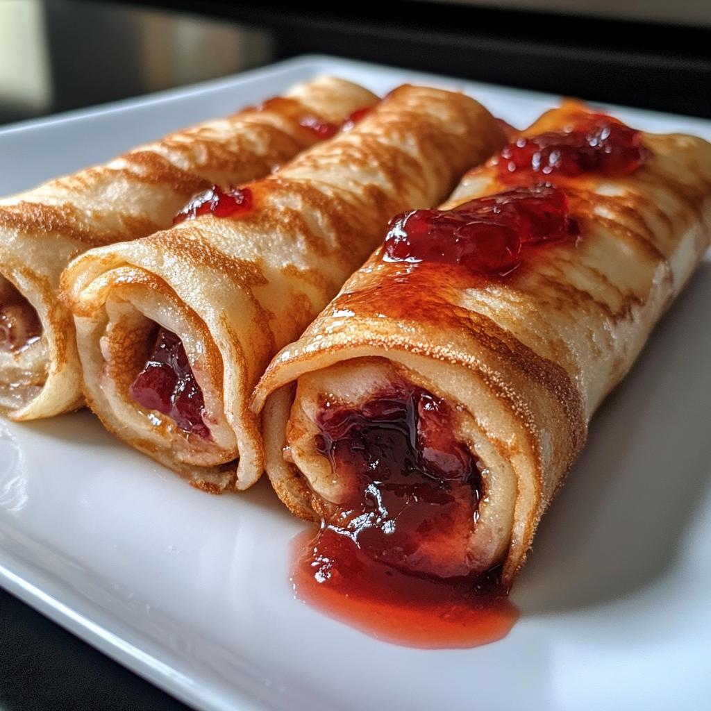 Mini pannenkoekrolletjes met jam