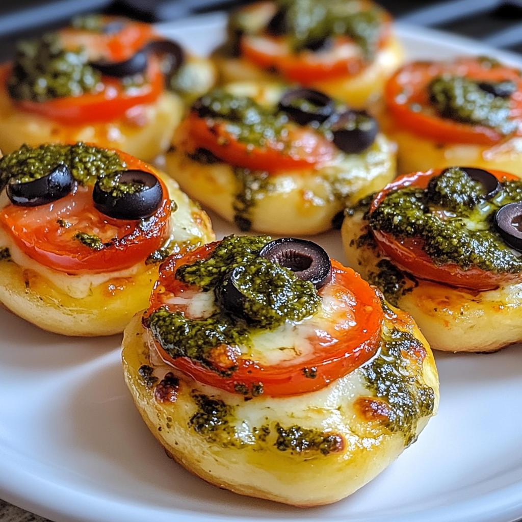 Mini pizza bites met pesto