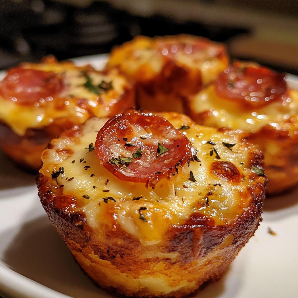 Mini pizza muffins met salami - detail 1