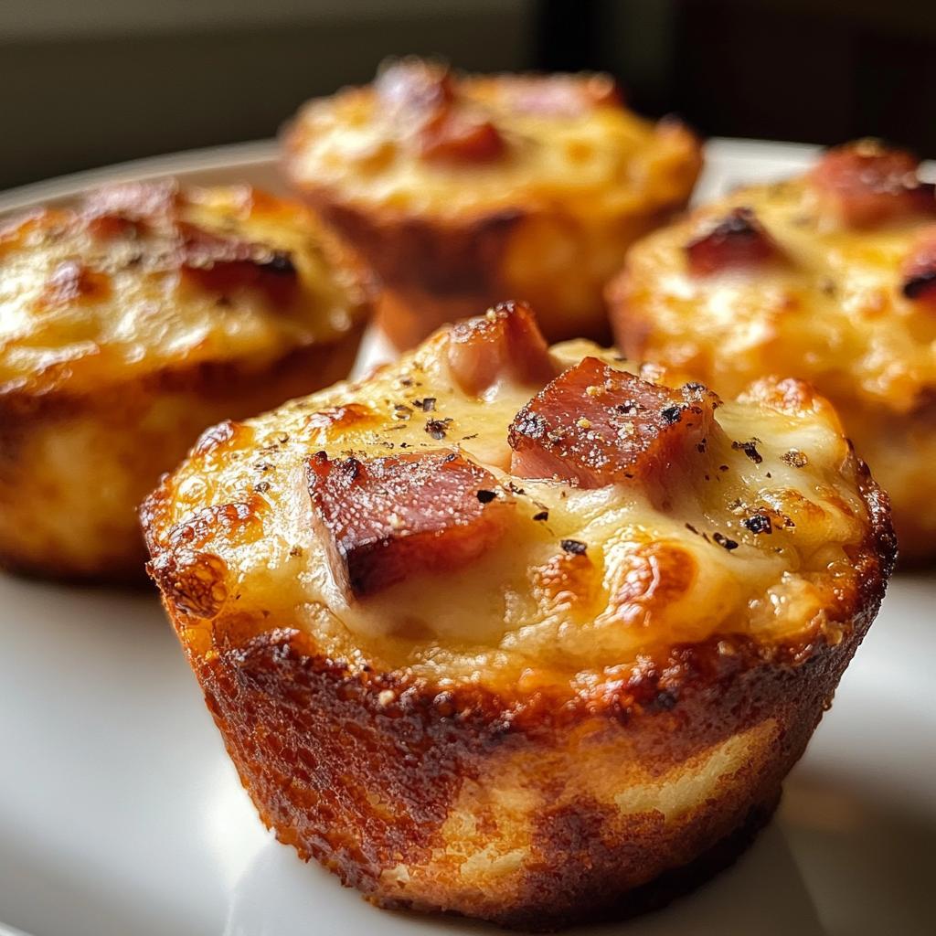 Mini pizza muffins met salami