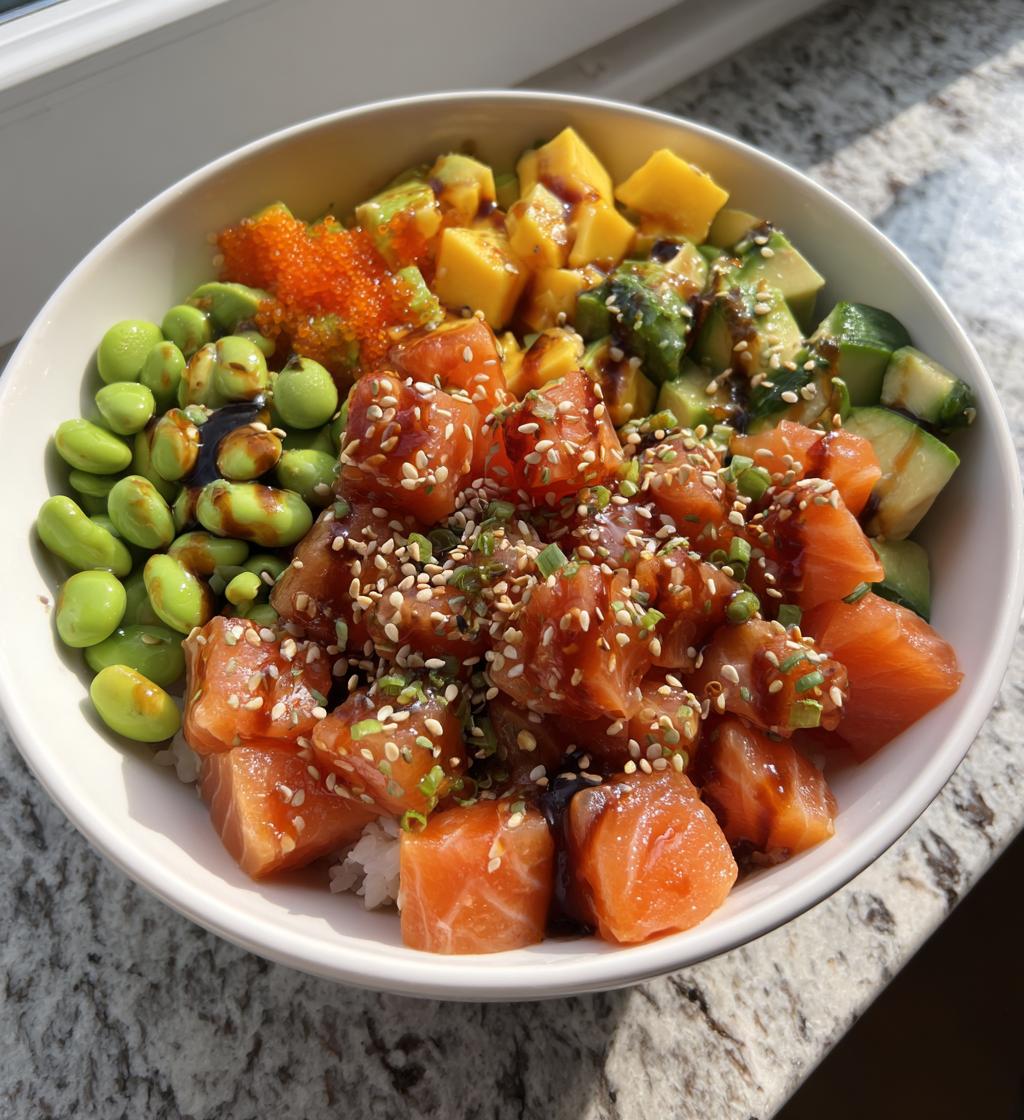 Mini poke van zalm met edamame